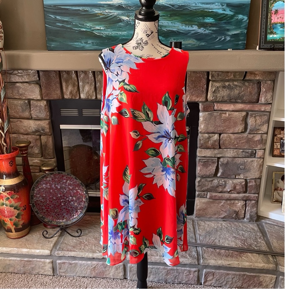 JH Floral Sheer Sleeveless A-Line Dress Size 18